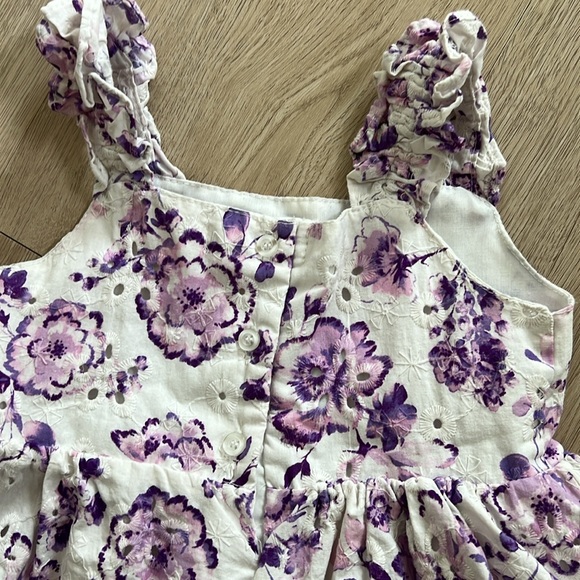 Purple Flowers Cotton Embroidered Dress with matching purse Size 3T - Picture 6 of 10